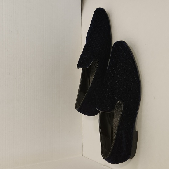 Giorgio Brutini “Chatwal” Navy Blue Diamond Stitched Velvet Slip On Loafer Shoes - Picture 5 of 12